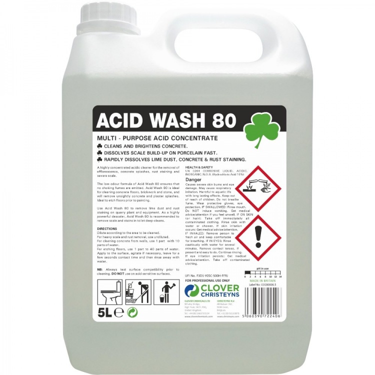 Clover Chemicals Acid Wash 80 Extra Strength Acid Cleaner (502)